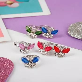 Кольцо детское "Выбражулька" бабочки, цвет МИКС, безразмерное