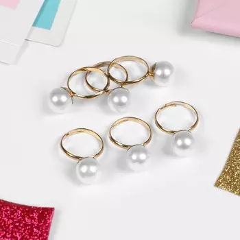 Кольцо детское Выбражулька «Как у мамы», бусинки, белое в золоте, безразмерное