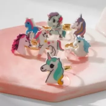 Кольцо детское «Выбражулька» единороги, форма МИКС, цветное, безразмерное