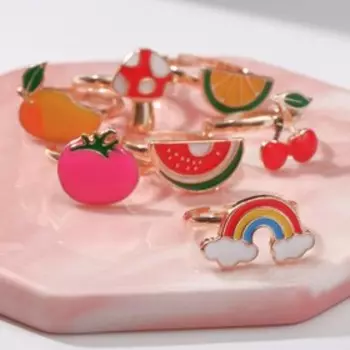 Кольцо детское "Выбражулька" фрукты и овощи, форма МИКС, цветное, безразмерное