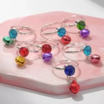 Кольцо детское «Выбражулька» колокольчик, цвет МИКС в серебре, безразмерное