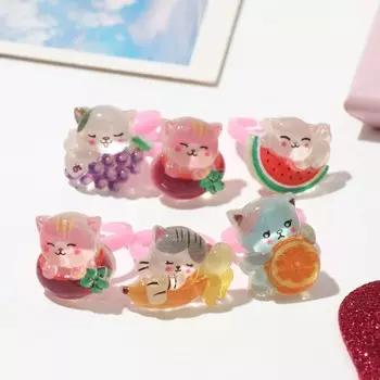 Кольцо детское «Выбражулька» котики и фруктики, форма МИКС, цветное, безразмерное