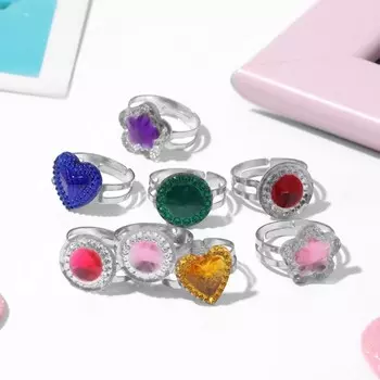 Кольцо детское «Выбражулька» кристаллик, форма МИКС, цвет МИКС, безразмерное