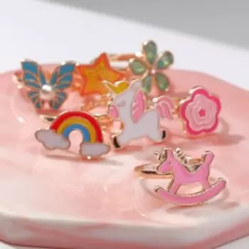 Кольцо детское Выбражулька «Сказочное ассорти», форма МИКС, разноцветное, безразмерное