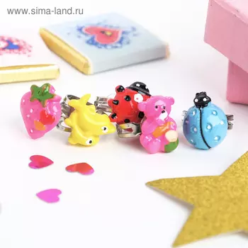 Кольцо детское "Выбражулька" животные и насекомые, форма МИКС, цвет МИКС