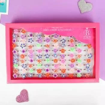 Кольцо детское "Выбражулька" ассорти цветов, фимо, цвет МИКС, безразмерное