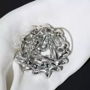 Кольцо для платка "Роза", цветное в серебре