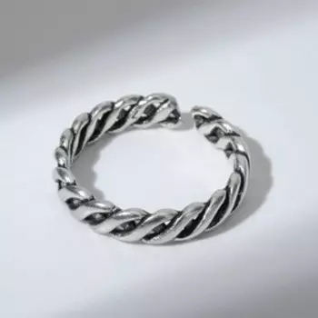 Кольцо безразмерное «Косичка», цвет чернёное серебро
