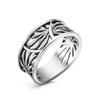 Кольцо "Фейерверк", посеребрение с оксидированием, 18 размер