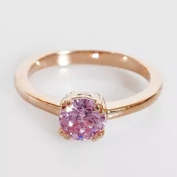 Кольцо фианит розовый "Соло", позолота с родированием, размер 19