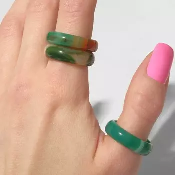 Кольцо гладкое "Агат зелёный" 5мм, размер МИКС