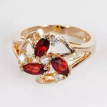 Кольцо "Гранат", звезда, позолота с родированием, размер 16