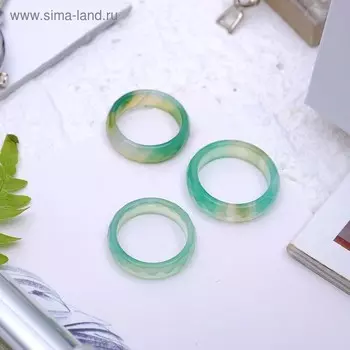 Кольцо гранёное "Агат зелёный" 6мм, размер МИКС (17-20)