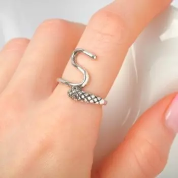 Кольцо «Искуситель», цвет чернёное серебро, безразмерное