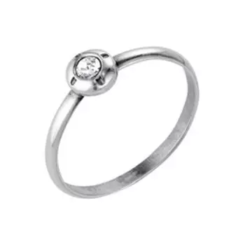 Кольцо «Классика» круг со вставкой, посеребрение с оксидированием, 18 размер