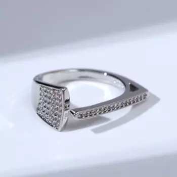 Кольцо "Классика" ремешок, цвет белый в серебре