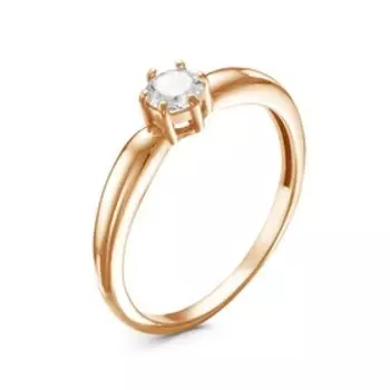 Кольцо «Классика» с камешком, позолота, цвет белый, 17 размер