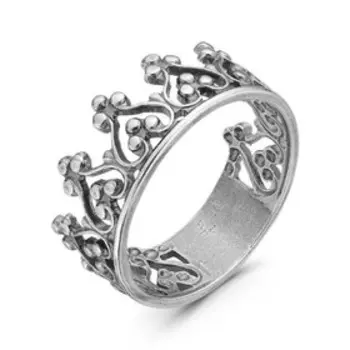 Кольцо "Корона", посеребрение с оксидированием, 17,5 размер