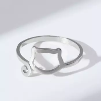 Кольцо «Кошечка» грани, цвет серебро, безразмерное