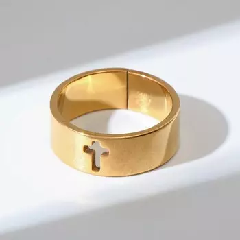 Кольцо «Крест» полость, цвет золото, безразмерное