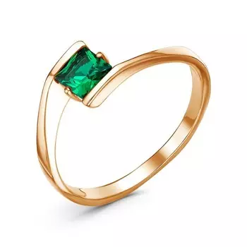 Кольцо «Кубик», розовое золочение, цвет зелёный, 17,5 размер
