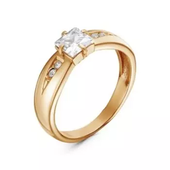 Кольцо "Квадрат" мини, розовое золочение, цвет белый, 18 размер