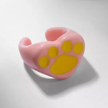 Кольцо пластиковое «Лапка», розово-жёлтое, безразмерное