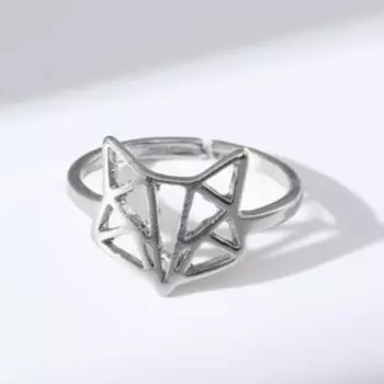 Кольцо «Лисичка» грани, цвет серебро, безразмерное