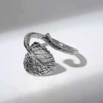 Кольцо «Лист» спираль, цвет серебро, безразмерное