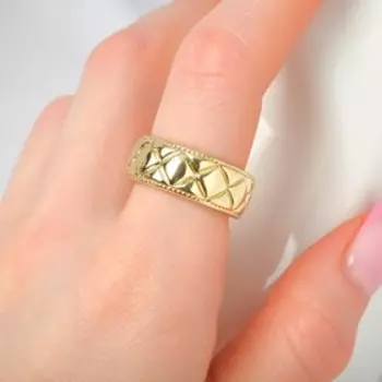 Кольцо "Медь" ромбы, цвет золото, безразмерное