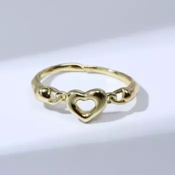 Кольцо "Медь" сердце, цвет золото, безразмерное