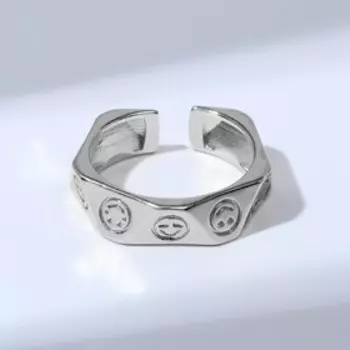 Кольцо "Медь" смайлики, цвет серебро, безразмерное