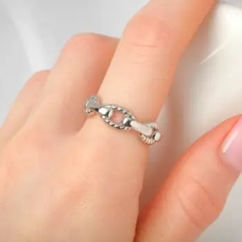 Кольцо "Медь" верёвки, цвет серебро, безразмерное