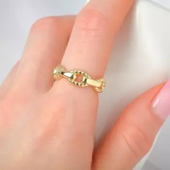 Кольцо "Медь" верёвки, цвет золото, безразмерное