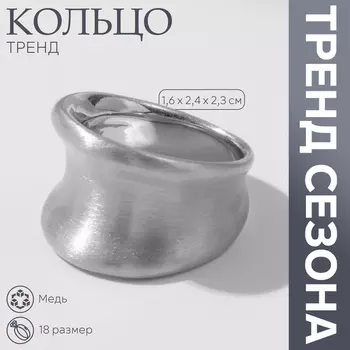 Кольцо металл «Тренд» матовое, вогнутое, цвет серебро, размер 18