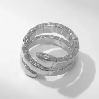 Кольцо металл «Змея» тренд, цвет серебро, размер 16