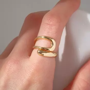 Кольцо "Минимал" дуга, цвет золото, безразмерное