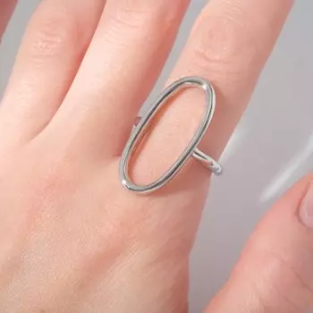 Кольцо «Минимал» овал, цвет серебро, безразмерное