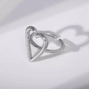 Кольцо «Минимал» сердце, цвет серебро, безразмерное