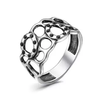 Кольцо "Молекула", посеребрение с оксидированием, цвет чёрный, 17 размер