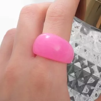 Кольцо «Объём», цвет розовый, 17 размер