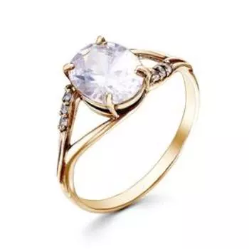 Кольцо "Овал" кабошон , позолота, цвет белый, 20 размер