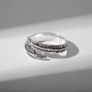 Кольцо «Перо» тренд, цвет чернёное серебро, 16 размер