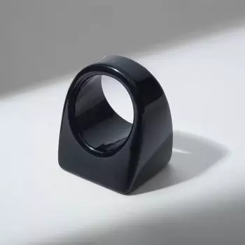 Кольцо пластиковое «Квадрат», широкое, чёрное, 17 размер