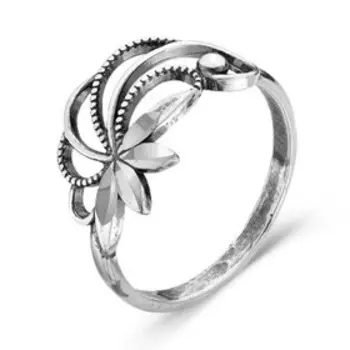 Кольцо "Ива", посеребрение с оксидированием, 19 размер
