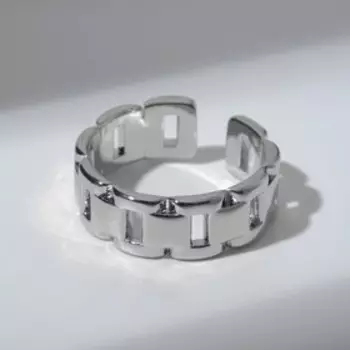 Кольцо "Пряжка", цвет серебро, безразмерное