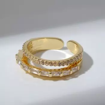 Кольцо "Риф", цвет белый в золоте, безразмерное