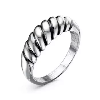 Кольцо "Рогалик" посеребрение с оксидированием, 17,5 размер