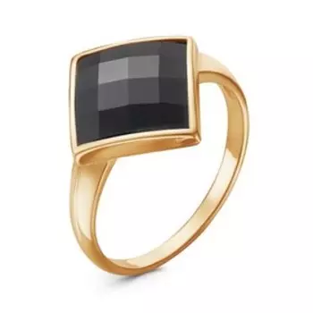 Кольцо "Ромб" гранёный, розовое золочение, цвет чёрный, 19 размер