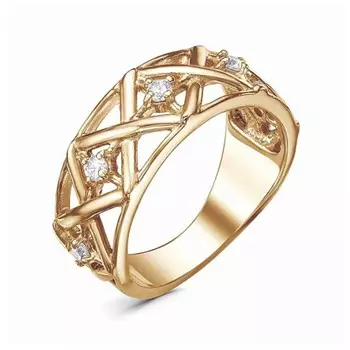 Кольцо "Ромбы", позолота, цвет белый, 18 размер